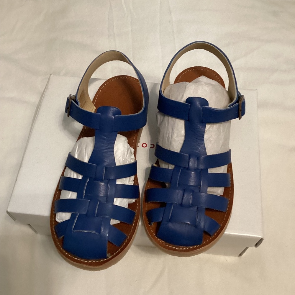 Tiny cottons (European brand) unisex blue fisherman leather sandals size 34E/3US